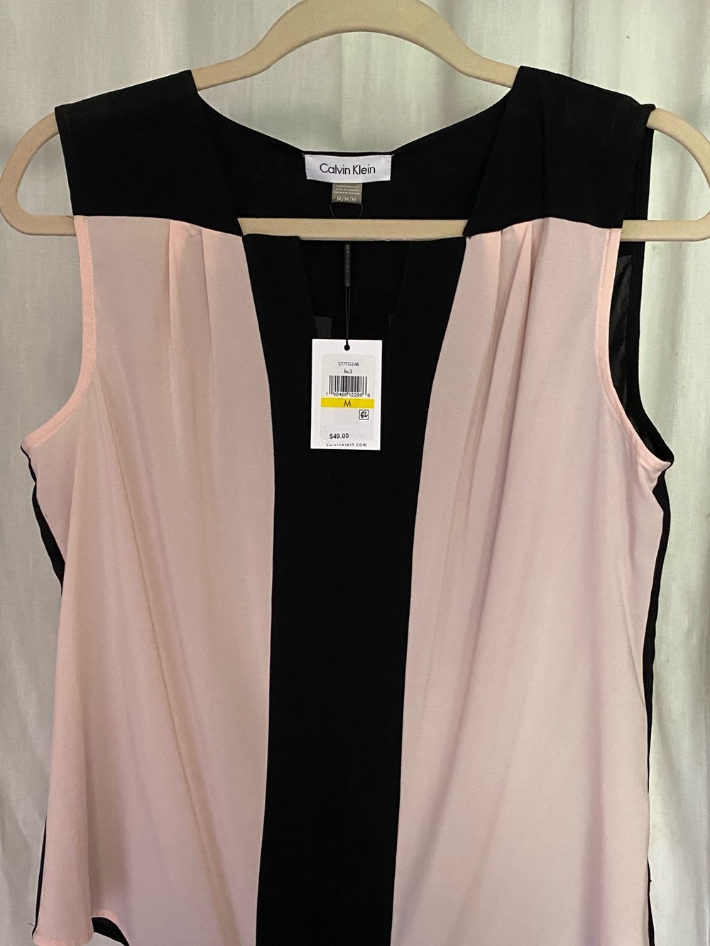 Calvin Klein Pink and Black Sleeveless Colorblock Camisole